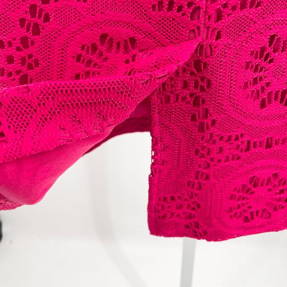 Adrianna Papell Bright Pink Lace Overlay Sleeveless Career Party Sheath Dress 8 - Picture 7 of 9